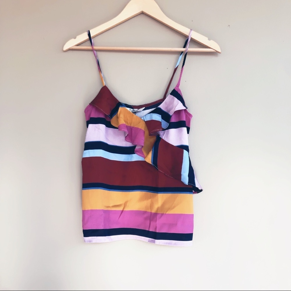 NEW • Tucker NYC • Ruffle Silk Mesa Stripe Tank XS